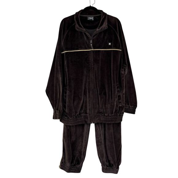 Vintage 90s Y2K Men’s SouthPole Velour Track Suit Hip Hop Sopranos Brown Size Xl - Picture 1 of 7